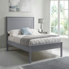 4ft6 Double Pure grey,wood,wooden low foot end board,solid panel bed frame.Shaker style