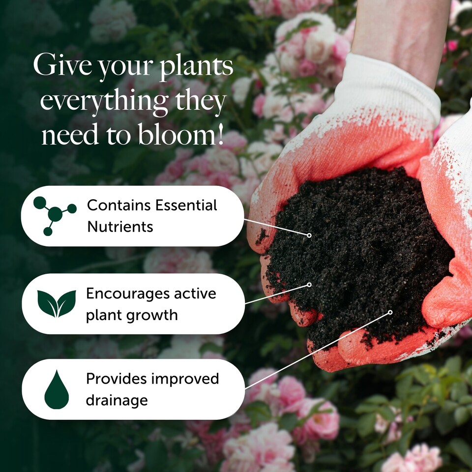 image 1 of Rose, Tree & Shrub Compost with 9 Month Feed - 65L - Water Less Formula - Enriched Compost for Strong Roots & Healthy Growth