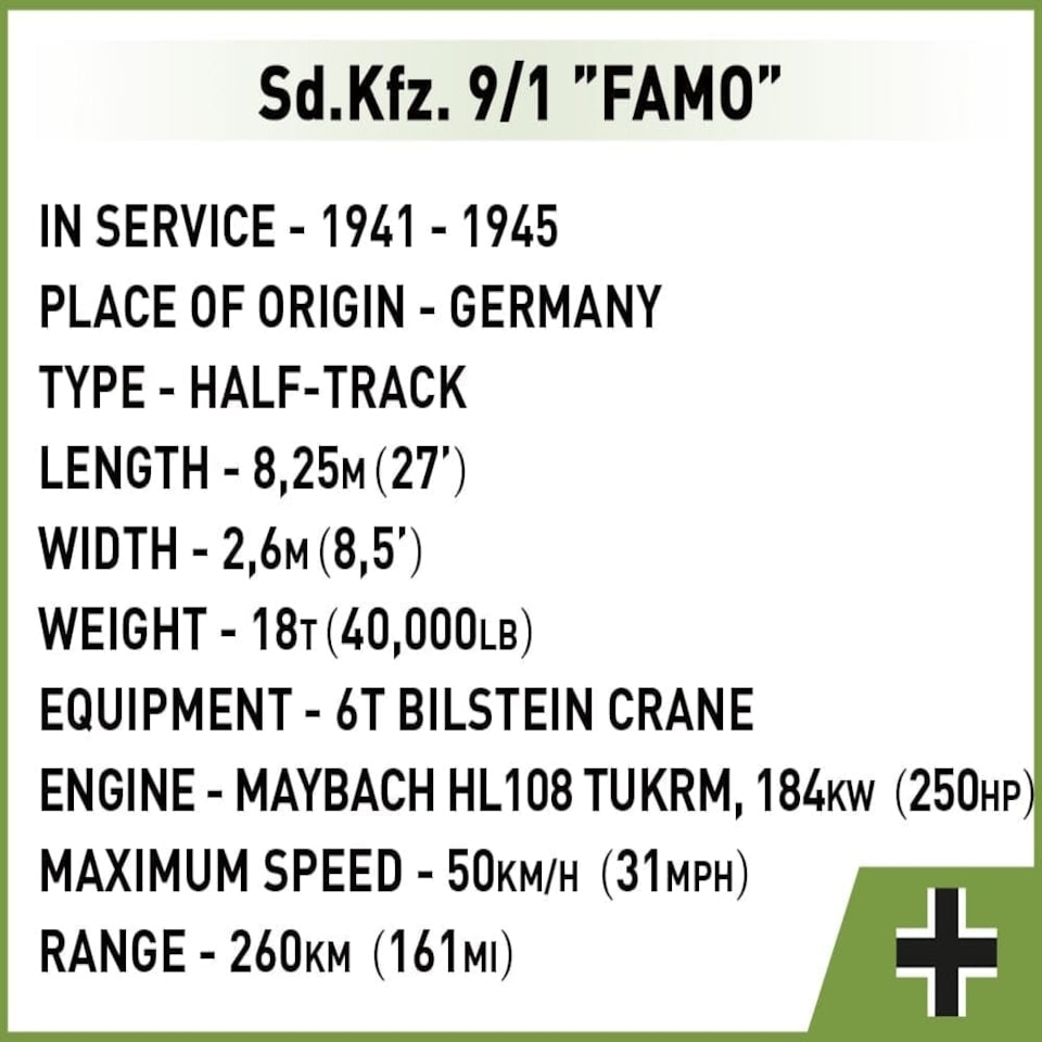 image 1 of SD.KFZ.9/1 Famo Half-Track brick model - COBI 2281 - 498 bricks