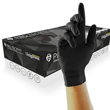 Unigloves PRO.TECT Black Box of 100 Nitrile Gloves Black | Small
