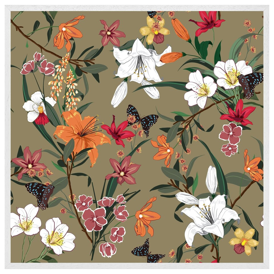 image 1 of Selection of flowers (Picture Frame) White | XL