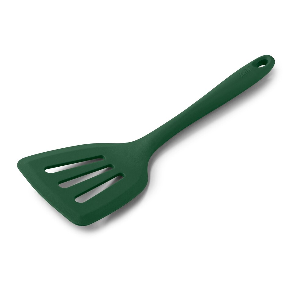 Zeal Silicone Flexible Slotted Kitchen Turner, 30cm, Forest Green