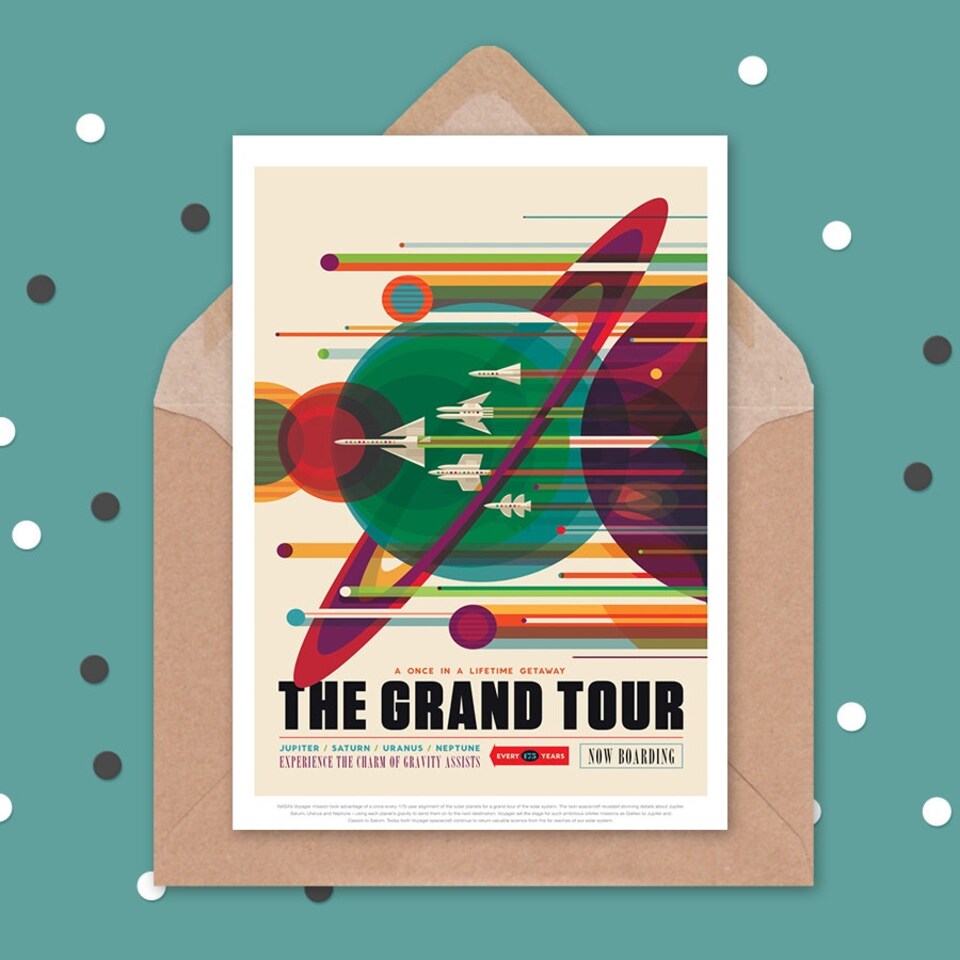 image 1 of Grand Tour Space Tours Travel NASA Blank Just to Say Card