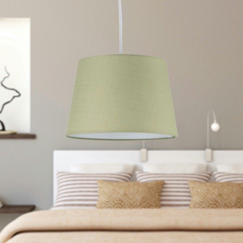 image 1 of Sage Green Cotton 23cm Tapered Cylinder Pendant or Lamp Shade Green