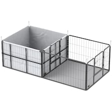 PawHut 7 Panel Whelping Box for Dogs, Dog Playpen with Whelping Pads 