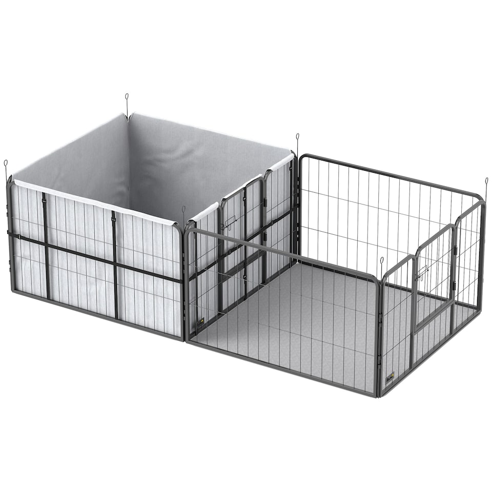 image 1 of PawHut 7 Panel Whelping Box for Dogs, Dog Playpen with Whelping Pads 
