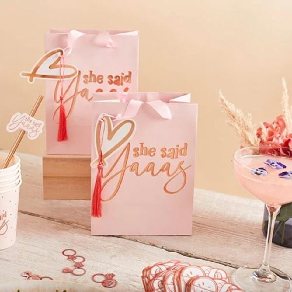 image 1 of She Said Yaaas Hen Party Paper Party Bag with Handles 20cm - Pack of 5