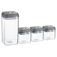 Argon Tableware 4 Piece Flip Lock Plastic Food Storage Containers Set - Grey