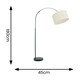 image 2 of ValueLights Louis Black Arched Curved Floor Lamp with White Fabric Drum Lamp Shade and LED Bulb White