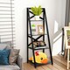 image 4 of COSTWAY 4 Tier Ladder Shelf Storage Wooden Bookcase Black Black