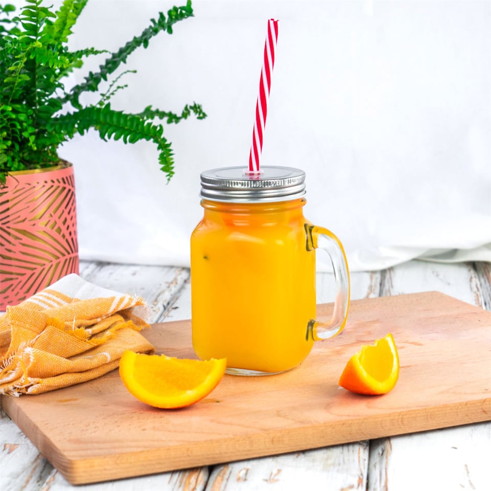 image 1 of Rink Drink Mason Drinking Jar Glasses with Straws - 450ml - Pack of 4 | Clear | Clear