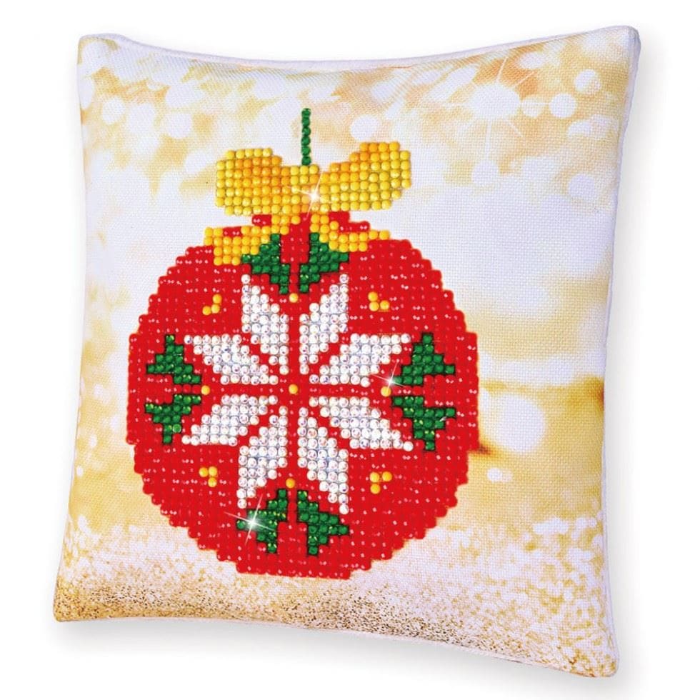DIAMOND DOTZ PILLOW RED BAUBLE - Diamond Painting Kit: Cushion: Red Bauble