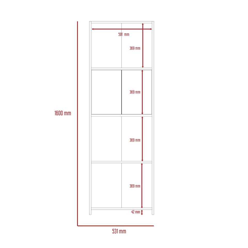 image 1 of Dallas White Bookcase With Doors - White and Carbon Grey Oak Effect with Modern Open-Plan Design | White | White & Carbon Grey | One Size | 1