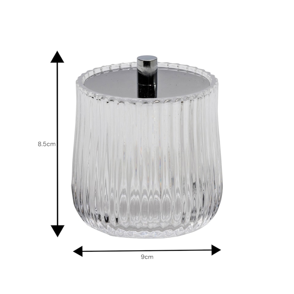 image 1 of Showerdrape Regent Ribbed Glass Chrome Storage Jar | Clear | 1
