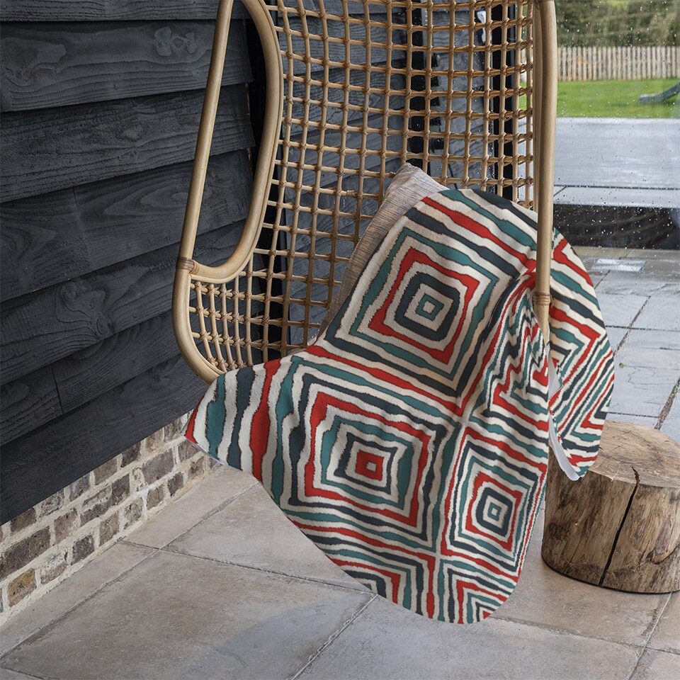 image 1 of Repeated Squares And Rhombuses Blanket | Multi
