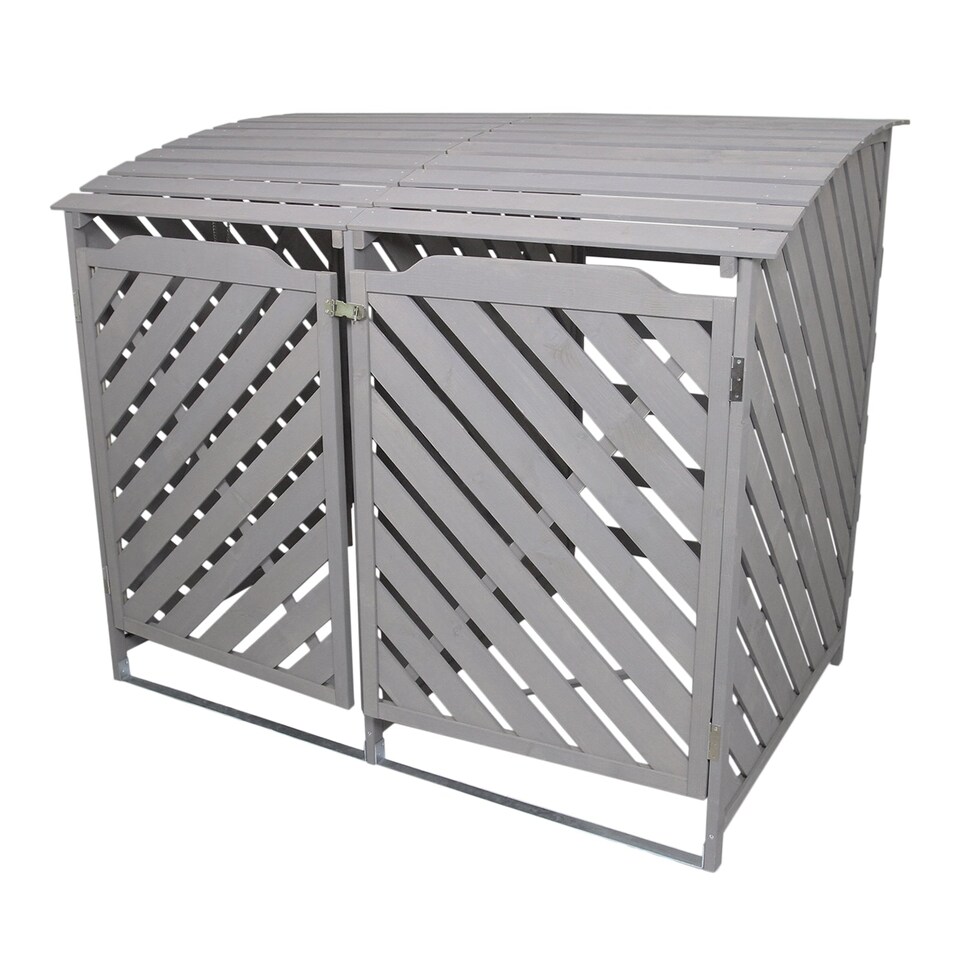 image 1 of Grey Wash Double Wheelie Bin Storage