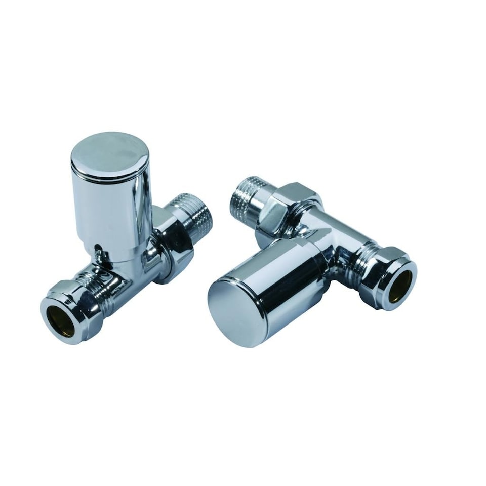 Kartell Modern Chrome Angled Radiator Valve (Pack of 2) | Silver | Silver | 135mm | 1