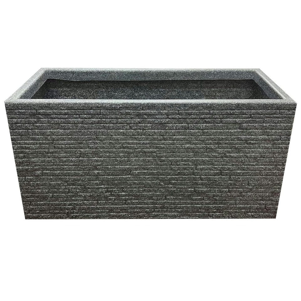 image 1 of 2 x Brick Slate Effect Trough Patio Planters Pewter Grey Large Garden Flower Pots Grey
