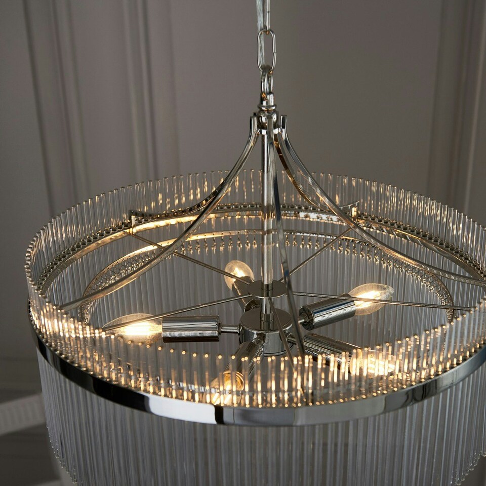 image 1 of Marietta 5 Light Multi Arm Lamp Ceiling Pendant Bright Nickel