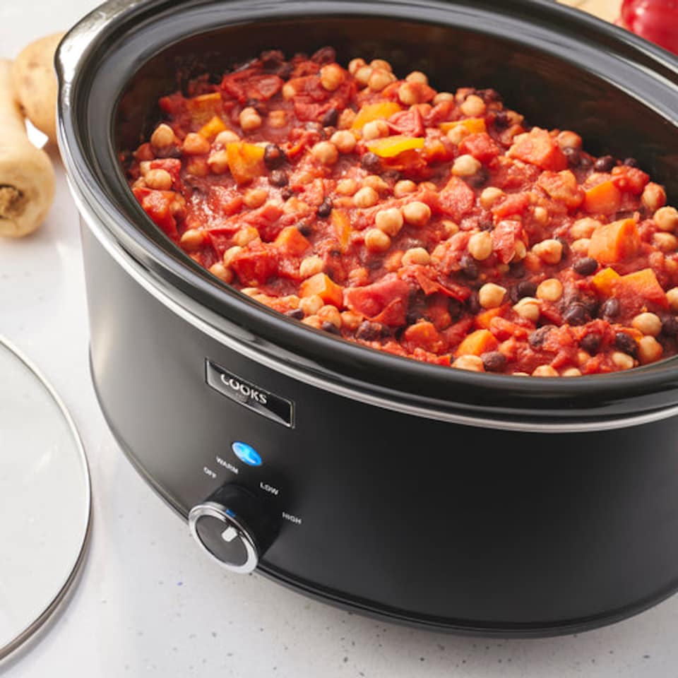 image 1 of Cooks Professional 6.5L Slow Cooker with Lid, Removable Bowl & 3 Heat Settings | Black | Black