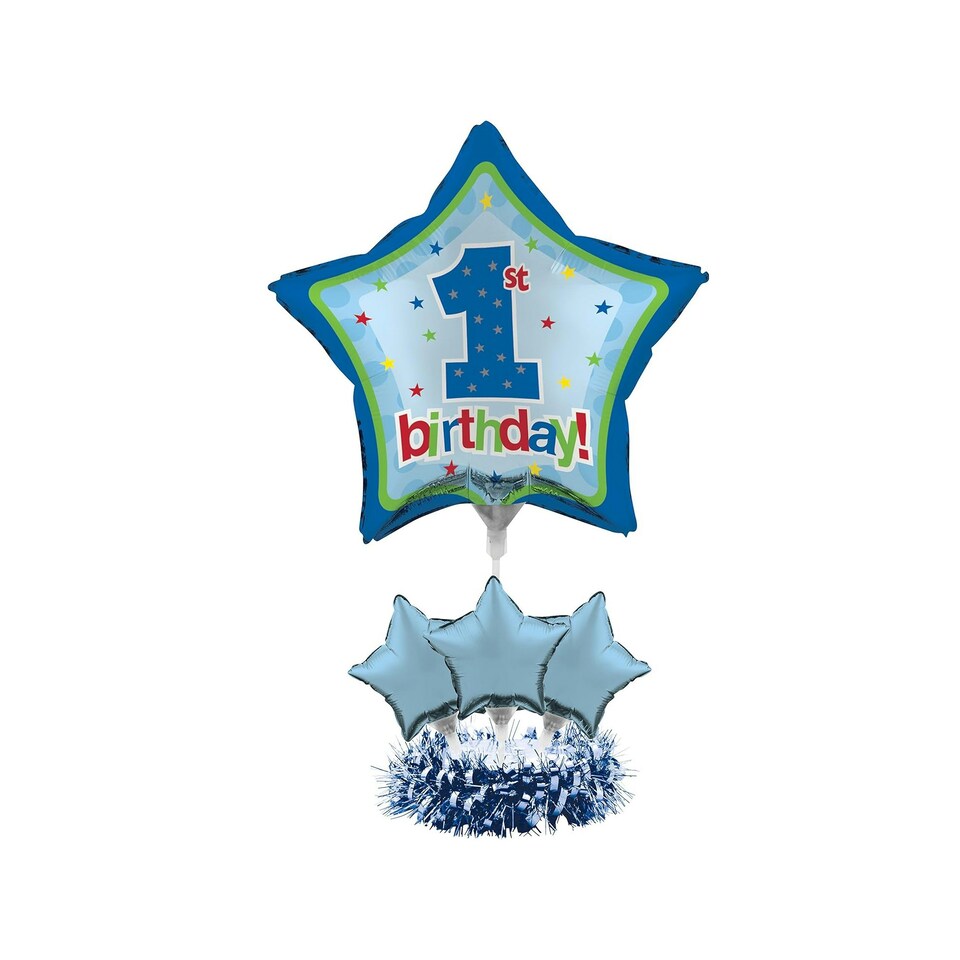 Creative Party 1st Birthday Balloon Weight Centrepiece - Blue/Green/Red - One Size