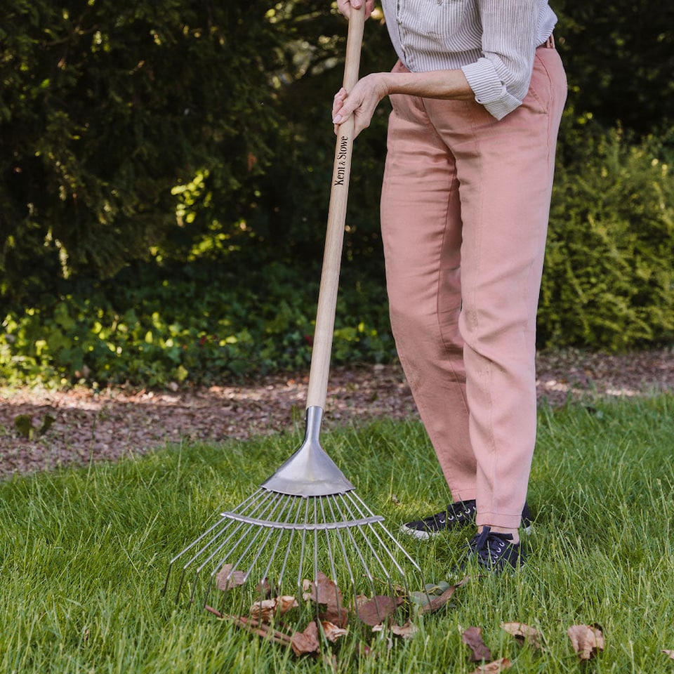 image 1 of Kent & Stowe Garden Life Lawn Rake, Lightweight Stainless Steel Head with Ash Handle | Multi | 1 x Lawn Rake