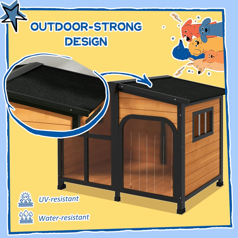 image 1 of PawHut Wooden Dog Kennel, Dog House w/ Removable Floor or Large Dogs 