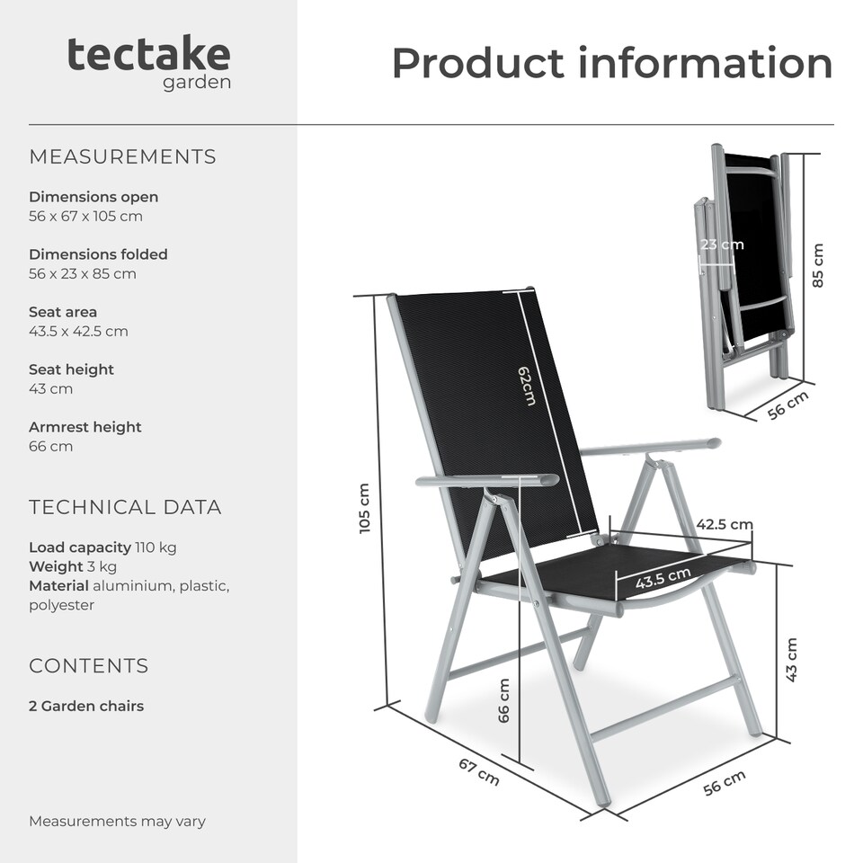 image 1 of Garden Chairs Marilena - folding, aluminium, 7-position adjustable backrest | Silver | silver | One Size | 2