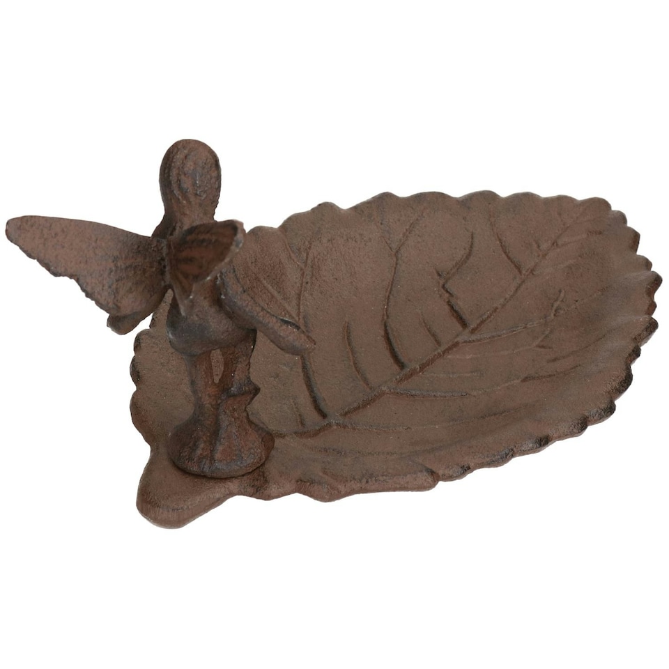 image 1 of Fairy / Pixie Bird Bath Cast Iron Feeder Standing Ornament Garden Feature Statue
