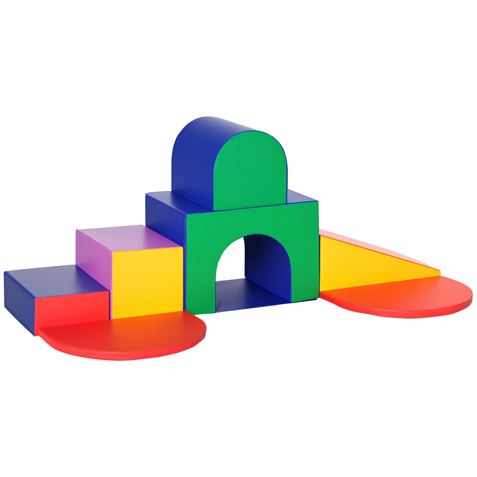 image 1 of HOMCOM 7 Pieces Kids Foam Soft Play Set Toddler Indoor Climbers Play Structures