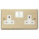 image 1 of SE HOME Polished Brass 2 Gang 13A Twin Double Switched Plug Socket White | Polished Brass