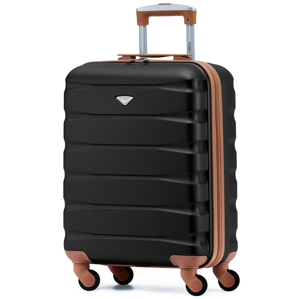 image 1 of 55x40x20cm Ryanair (Priority) TUI, Carry on Cabin Suitcase Hard Shell Approved for 60+ Airlines Black | Black/Tan | Cabin Bag