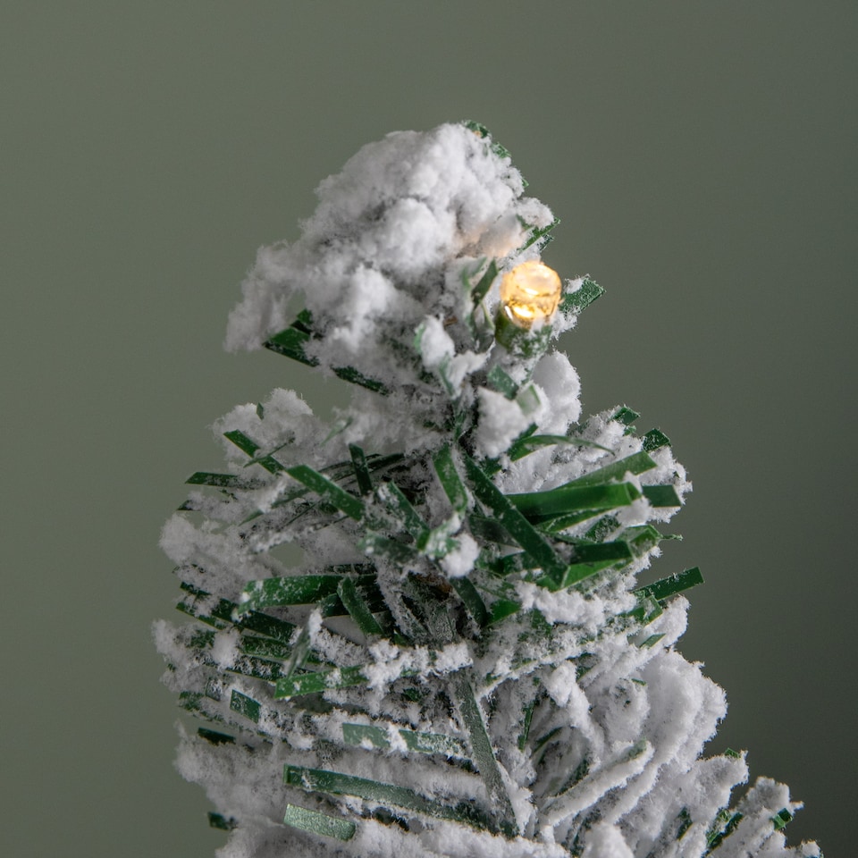 image 1 of 2ft (60cm) Pre Lit Battery LED Snow Flocked Miniature Christmas Tree with Timer