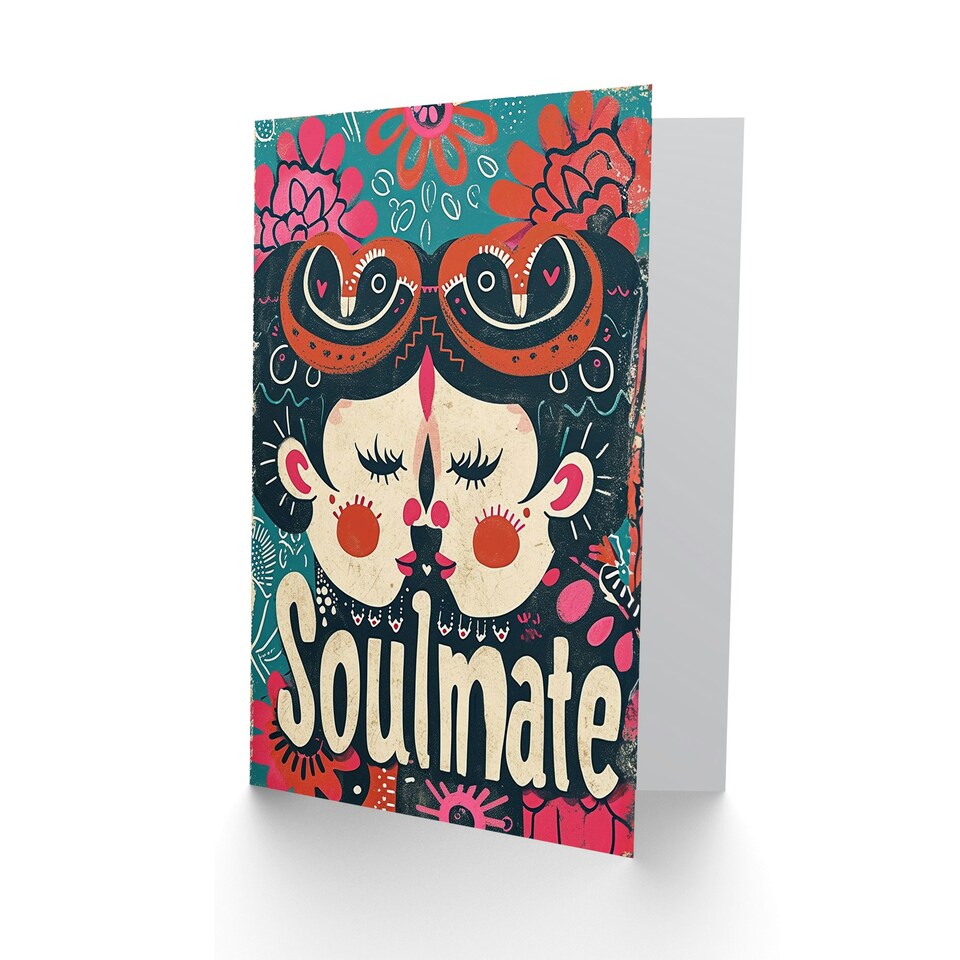 image 1 of Gay Soulmate Lesbian Folk Anniversary Valentines Her Wife Card