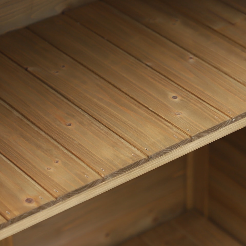 image 1 of Outsunny Garden Shed Wooden Garden Storage Shed 2 Door Unit Solid Fir Wood Garage Tool Organisation Cabinet, 87L x 46.5W x 96.5Hcm, Natural