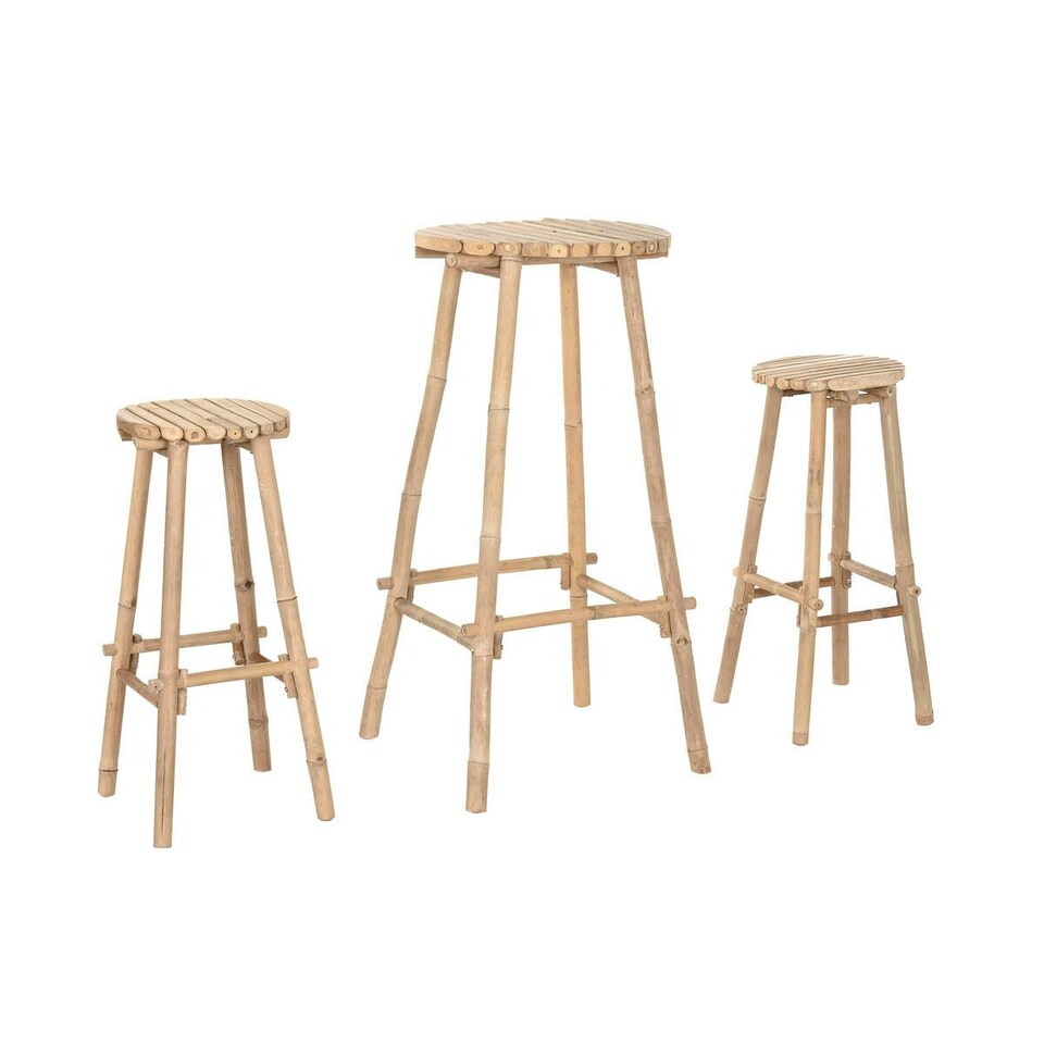 image 1 of Table set with 2 chairs Home ESPRIT Bamboo 50 x 50 x 105 cm N/A
