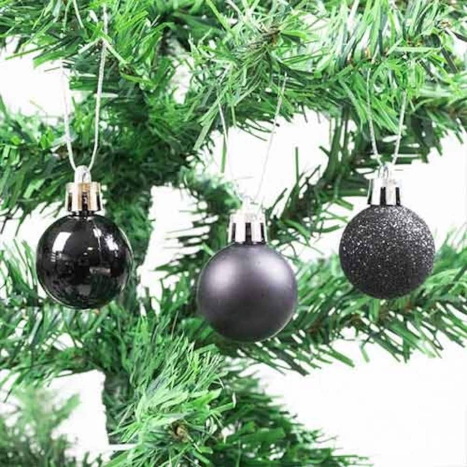 image 1 of Black Shatterproof Christmas Baubles 3cm - Pack of 12