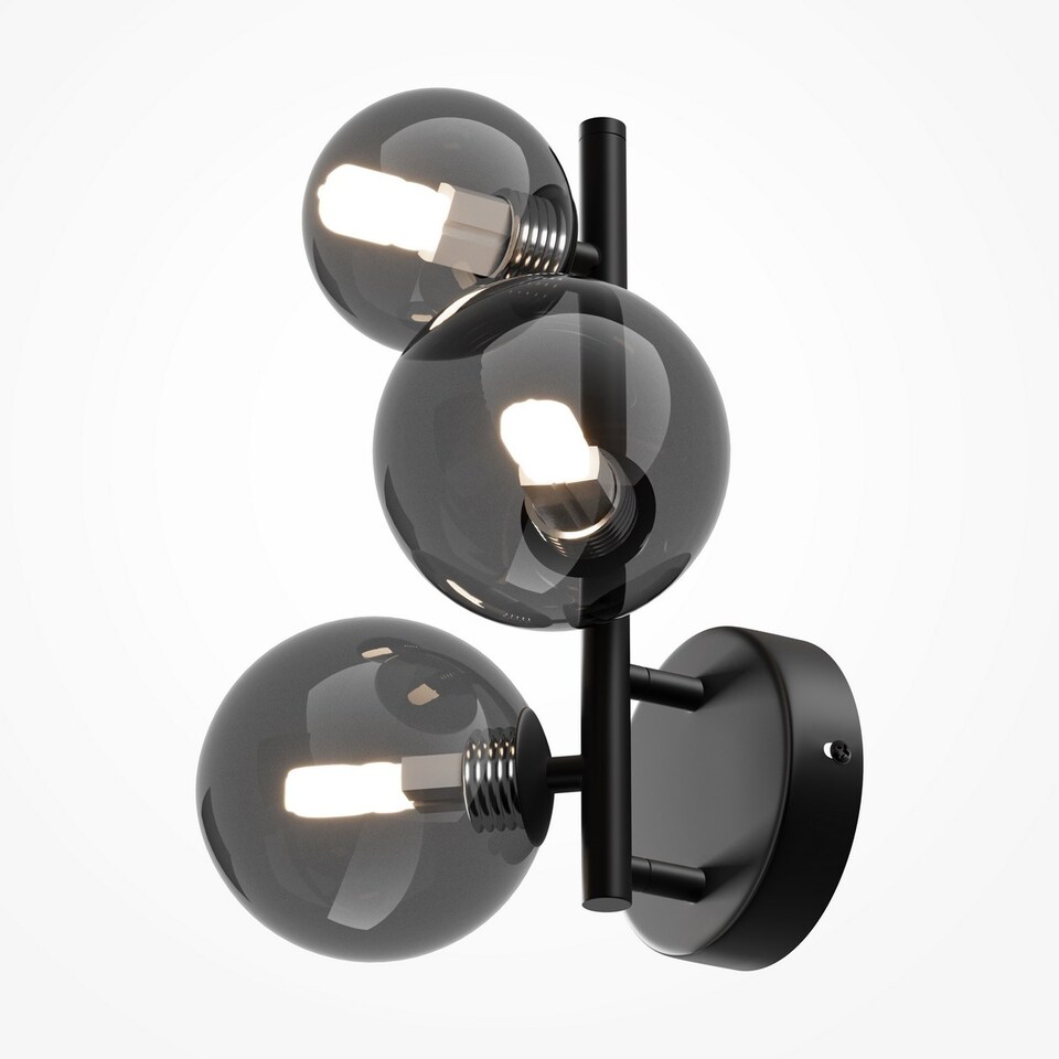 image 1 of Maytoni Dallas Modern 3 Light Wall Lamp Black, Smoky Shade, G9