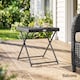 image 6 of Outsunny Folding Square Rattan Coffee Table w/ Steel Frame Bistro Garden Black