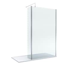 8mm Glass Wetroom Screen and Return Chrome and Tray 1700 x 700mm | Silver | Chrome