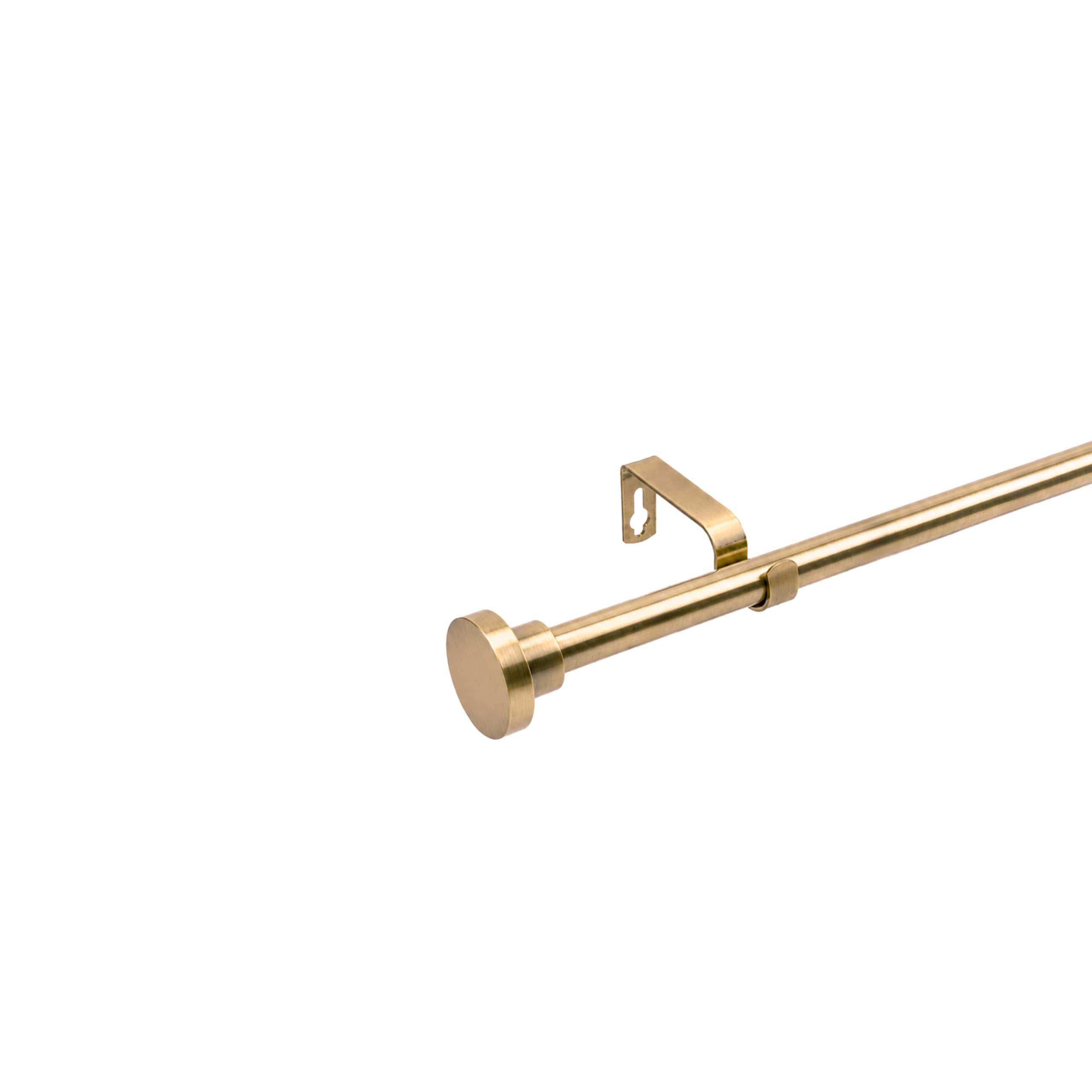 Lister Cartwright 19mm Antique Brass Extendable Curtain Pole (Disc Stopper Finial, 70-120 cm), Gold
