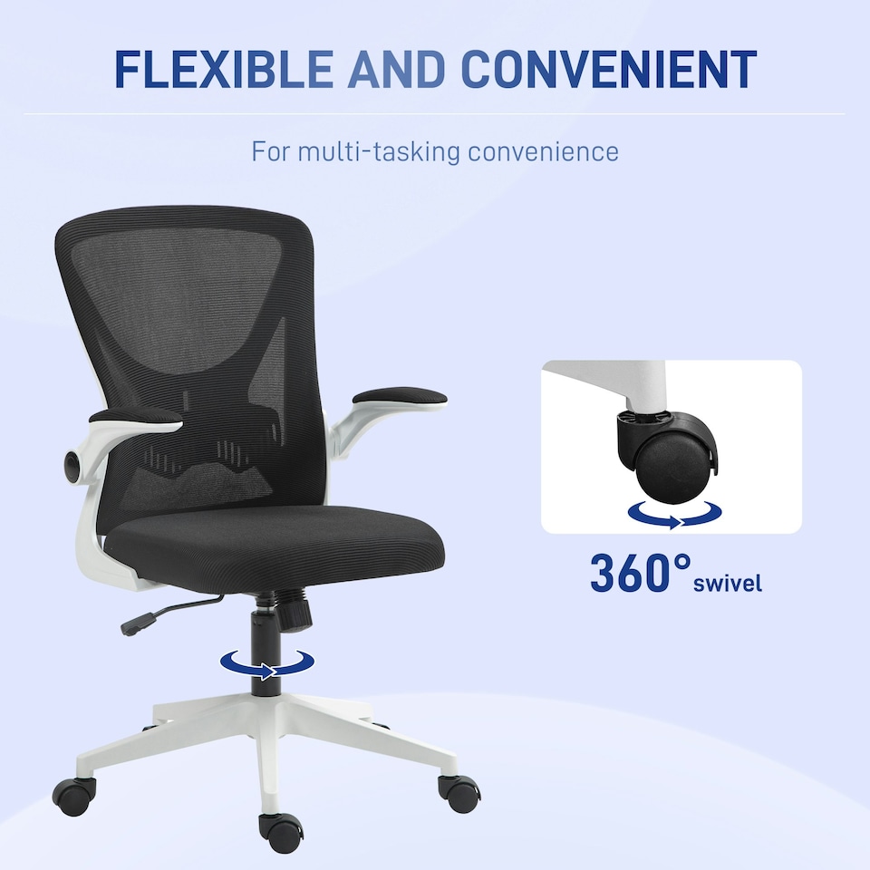 image 1 of Vinsetto Mesh Office Chair Computer Chair with Swivel Wheels, Black