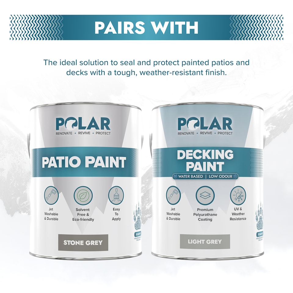 image 1 of Polar Patio & Decking Paint Sealer Fast Drying Weather & Wear Resistant Clear 5 Litre