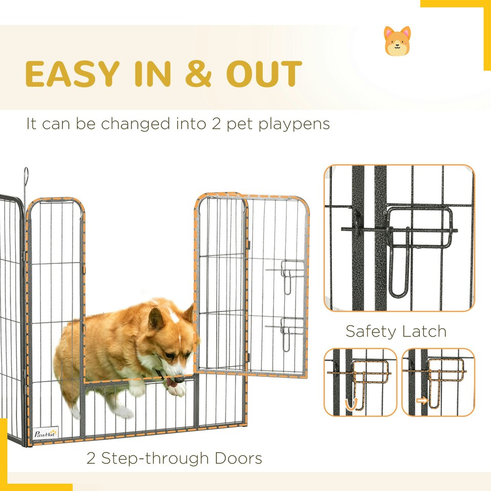 image 1 of PawHut 16 Panels Heavy Duty Puppy Play Pen for Small, Medium Dogs 80Hcm