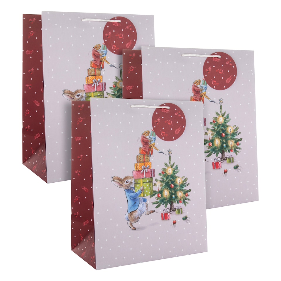 image 1 of Hallmark Pack Of 3 Large Christmas Gift Bags - Peter Rabbit Design