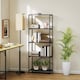 image 7 of HOMCOM 5-Tier Bookshelf, Industrial Bookcase, Floor Standing Book Shelf with Metal Frame, Open Display Shelving Unit for Living Room, Home Office and Bedroom, Dark Grey and Black | Black | Dark Grey and Black