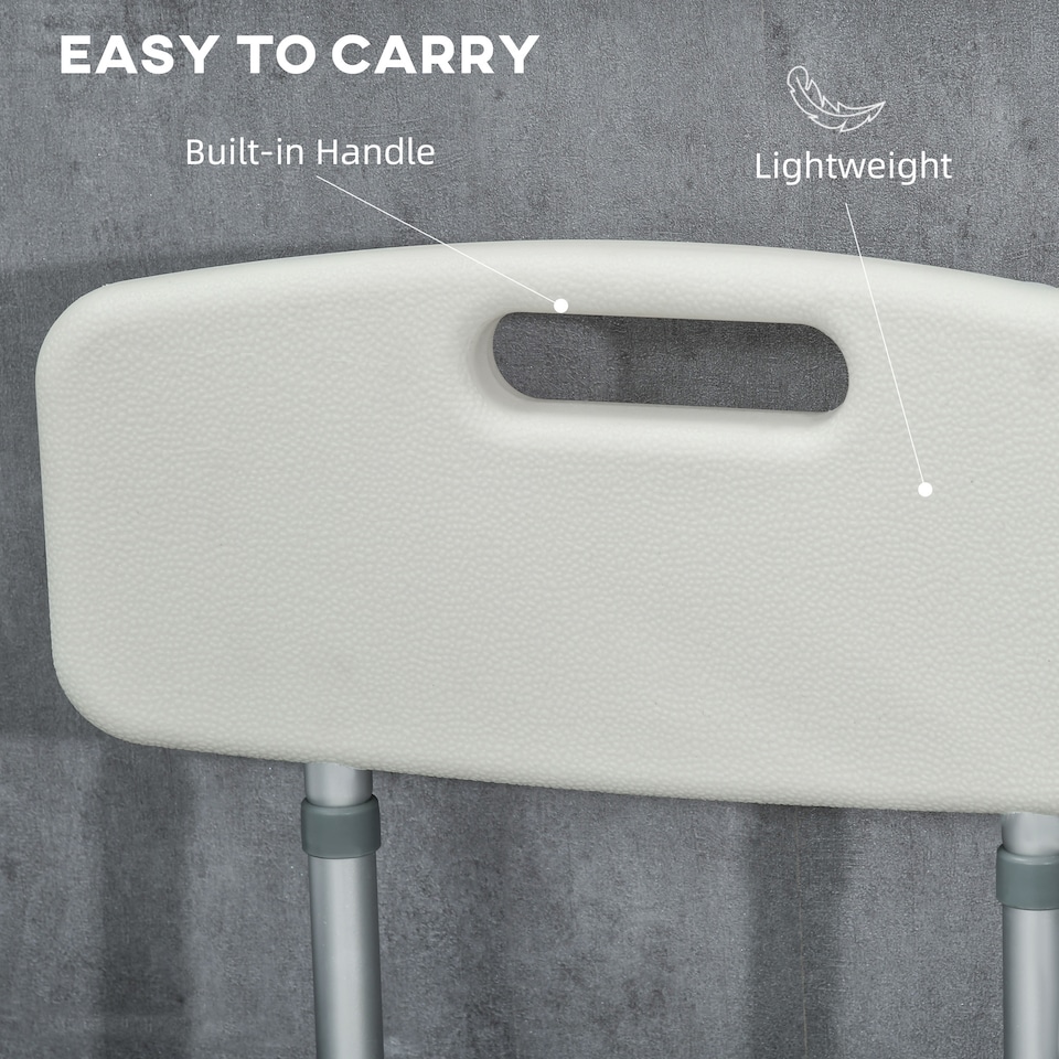 image 1 of HOMCOM Aluminium Shower Chair with Backs and Arms, Height Adjustable Shower Seat with Removable Padded Cushion, Bath Stool for Seniors, Disabled, Pregnant, White