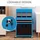 image 5 of HOMCOM Top Chest and Roller Cabinet Combo Metal Tool Cabinet on Wheels Blue Blue | Black