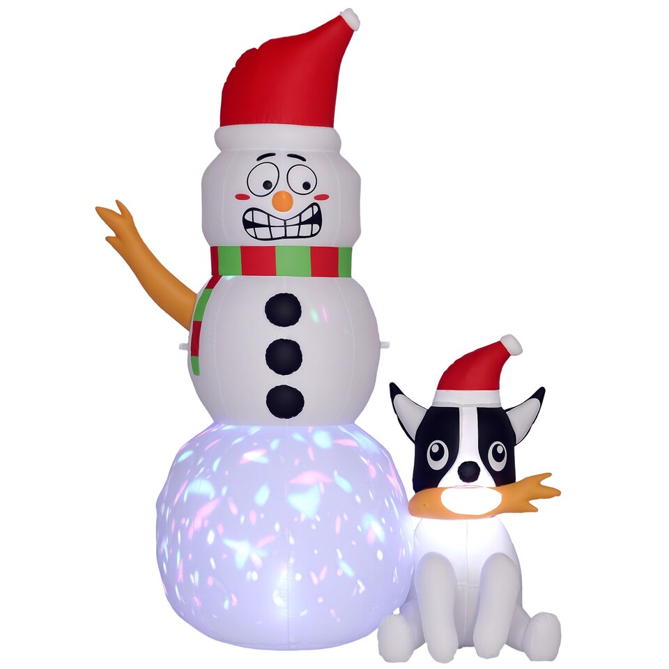 image 1 of Outsunny 6.2FT Christmas Inflatable Snowman with Dog, Christmas Blow Up Outdoor LED Display for Garden Party