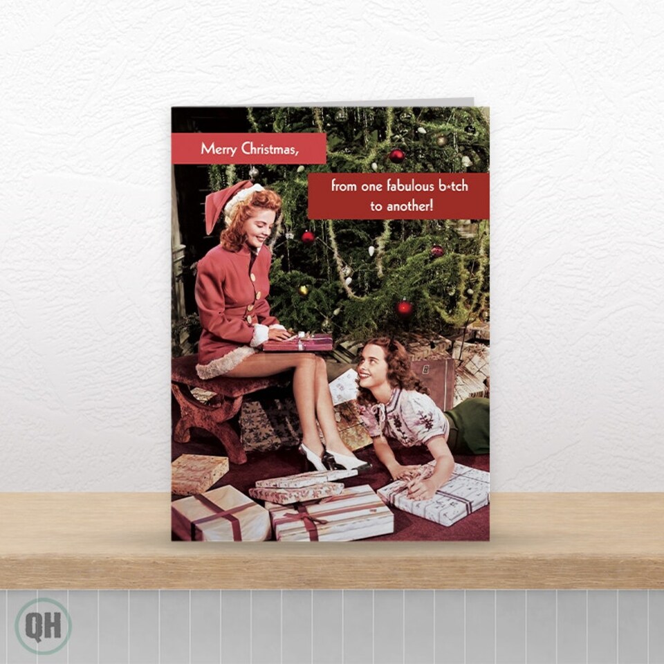 image 1 of Merry Christmas, From One Fabulous B*tch To Another! Funny Retro Christmas Card